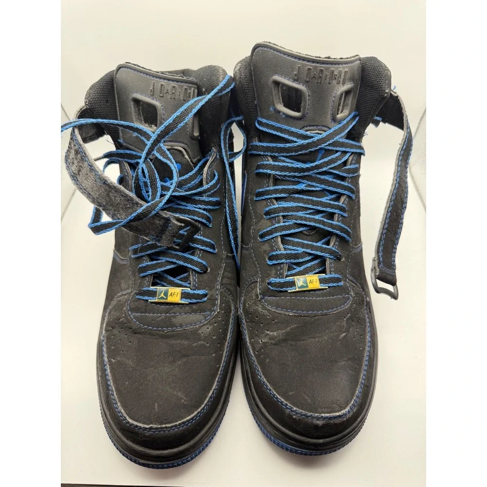 Jordan Nike Air Force 1 High Black Blue Vintage 2004 Mens Size 13 Strap‎ Retro